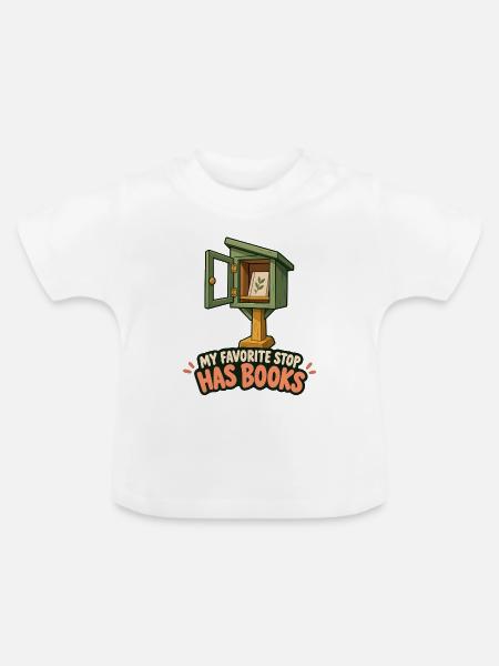 Mein Lieblingshalt hat Bücher - Baby Bio-T-Shirt mit Rundhals - Weiß