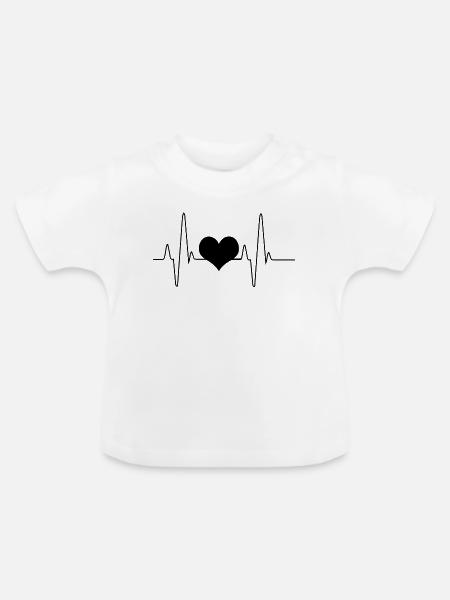 Herzschlag Rhythmus - Baby Bio-T-Shirt mit Rundhals - Weiß