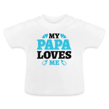 Min far elsker mig – gaveide til babyshower - Økologisk T-shirt til baby, rund hals - hvid - Foran