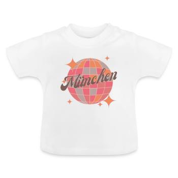 Munich Ville Rétro Vintage rose ville de fête - T-shirt bio col rond Bébé - blanc - Devant