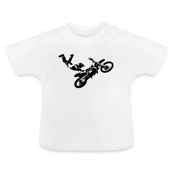 Motocross Sprung - Baby Bio-T-Shirt mit Rundhals - Weiß - Vorne