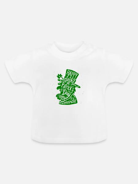 Frohen St. Patricks Day - Baby Bio-T-Shirt mit Rundhals - Weiß