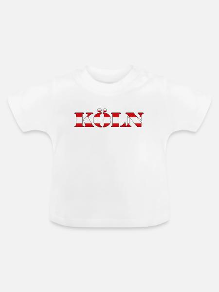 "Köln" Rot-Weiss [Stencil] - Baby Bio-T-Shirt mit Rundhals - Weiß