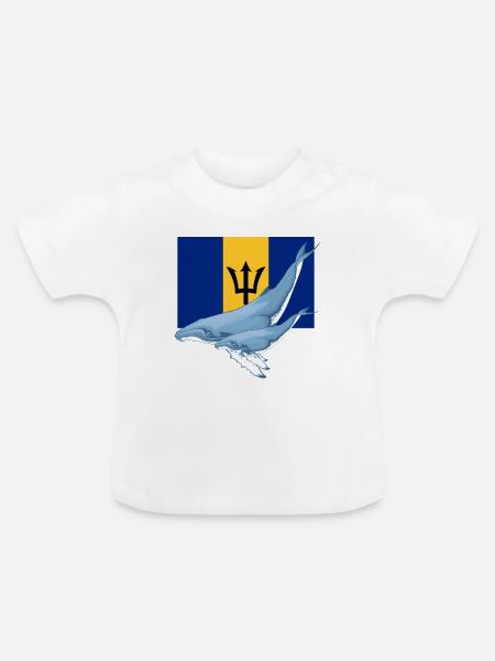 Barbados Flagge - Baby Bio-T-Shirt mit Rundhals - Weiß