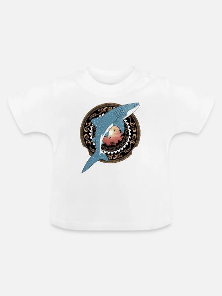 Walhai Hawaiianisch - Baby Bio-T-Shirt mit Rundhals - Weiß