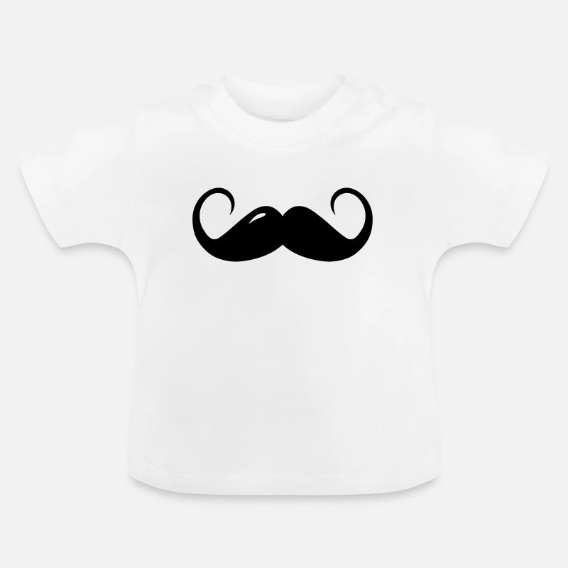 Schnurrbart mit Locken - Baby Bio-T-Shirt mit Rundhals - Weiß
