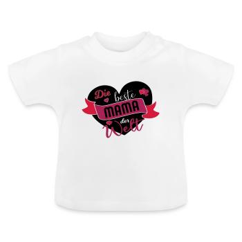 Beste Mama der Welt Supermama Spruch Geschenk - Baby Bio-T-Shirt mit Rundhals - Weiß - Vorne