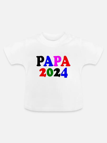 Papa 2024 - Baby Bio-T-Shirt mit Rundhals - Weiß