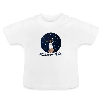 Reaching for the stars - Baby Organic T-Shirt with Round Neck - white - Front