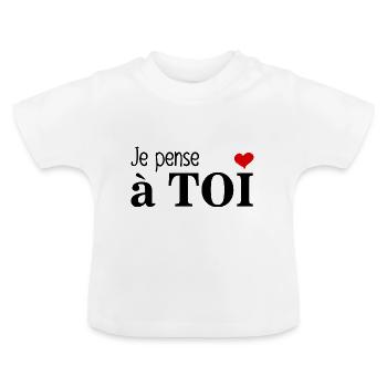 Ich denke an dich - Baby Bio-T-Shirt mit Rundhals - Weiß - Vorne
