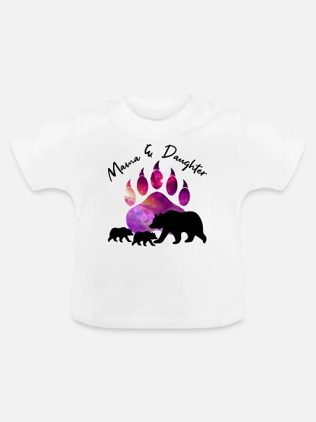 Mutter und Tochter Bär - Baby Bio-T-Shirt mit Rundhals - Weiß