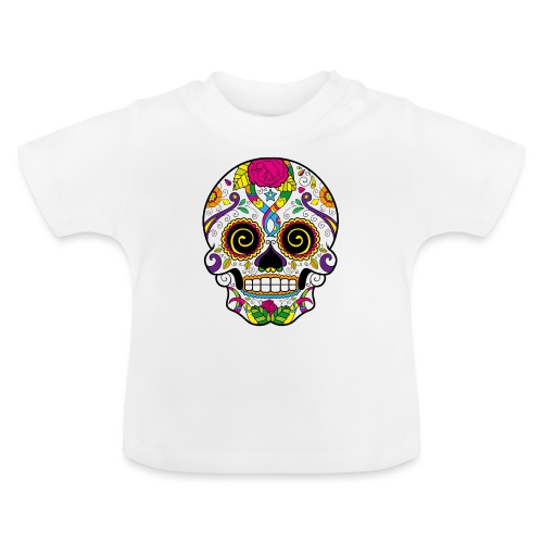 skull3 - Maglietta ecologica con scollo rotondo per neonato