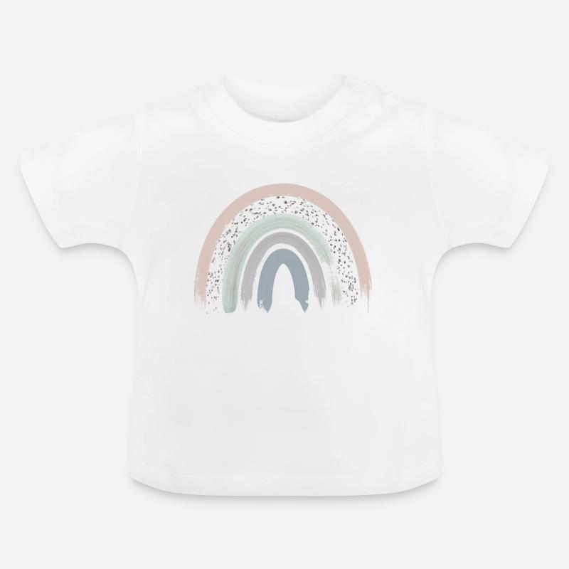 Regenbogen Boho Rainbow Baby Mädchen - Baby Bio-T-Shirt mit Rundhals - Weiß