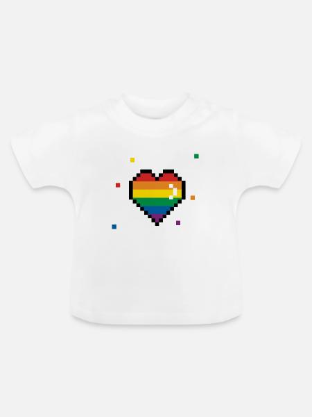 Pride Heart 90s - Baby Bio-T-Shirt mit Rundhals - Weiß