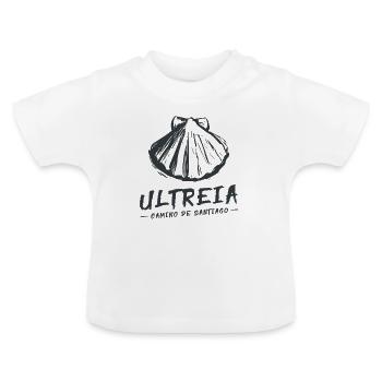 Camino de Santaigo. Chemin de Compostelle, T-shirt Ultreia - T-shirt bio col rond Bébé - blanc - Devant