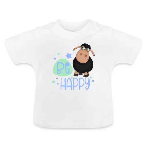Schwarzes Schaf - Be happy Schaf - Glücksbringer - Baby Bio-T-Shirt mit Rundhals