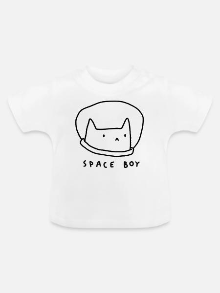 Space Boy Cat - Baby Bio-T-Shirt mit Rundhals - Weiß