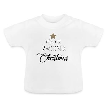 it's my second christmas - Baby Organic T-Shirt with Round Neck - white - Front
