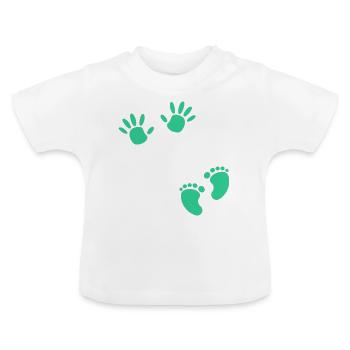 Schwangerschaft Fußabdruck Handabdruck Baby Bauch - Baby Bio-T-Shirt mit Rundhals - Weiß - Vorne