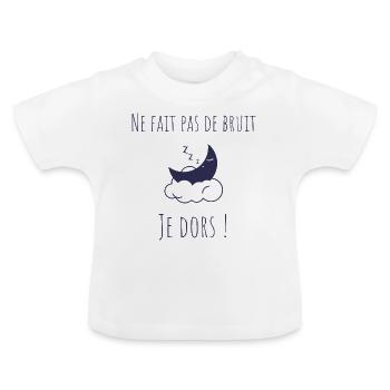 Ne fait pas de bruit je dors ! - T-shirt bio col rond Bébé - blanc - Devant