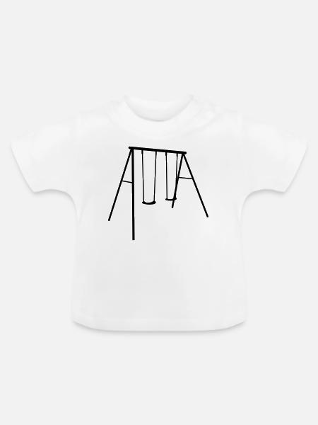 Schaukel für Kinder b1 - Baby Bio-T-Shirt mit Rundhals - Weiß