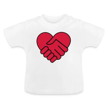 Main dans la main coeur rouge - T-shirt bio col rond Bébé - blanc - Devant