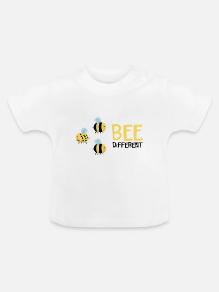 Bee Be Different Geschenk - Baby Bio-T-Shirt mit Rundhals - Weiß