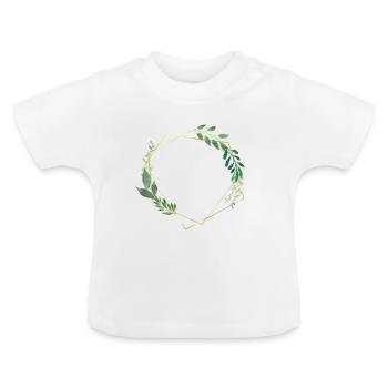 Flora & Fauna Grün Gold personalisierbar - Baby Bio-T-Shirt mit Rundhals - Weiß - Vorne