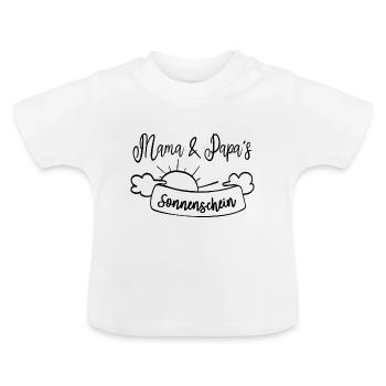 Mama und Papas Sonnenschein, Eltern Kind Liebe - Baby Bio-T-Shirt mit Rundhals - Weiß - Vorne