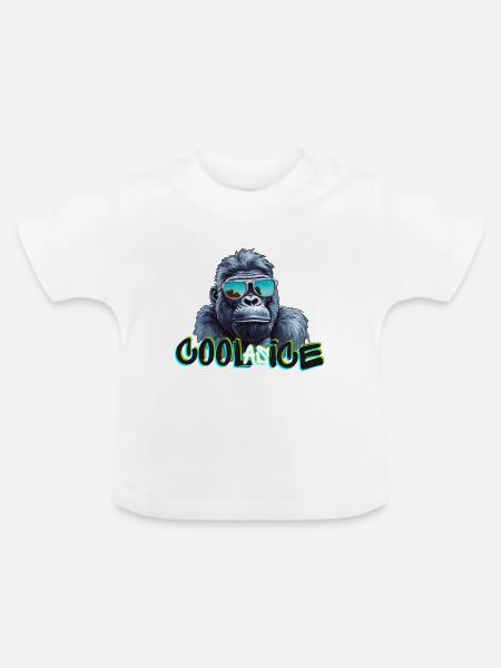 Cooler Gorilla - Baby Bio-T-Shirt mit Rundhals - Weiß