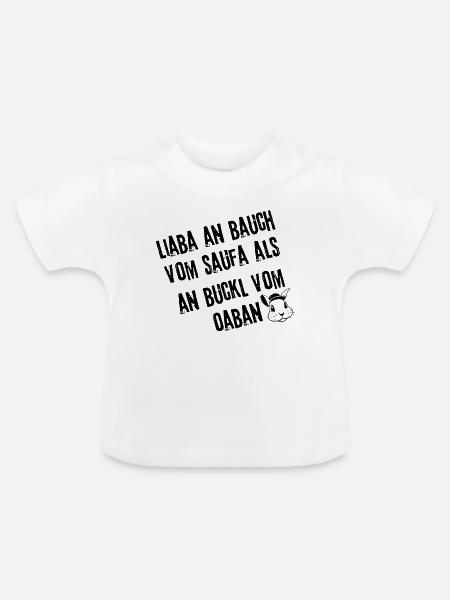LiabaAnBauch_Genuss | Redewendung - Baby Bio-T-Shirt mit Rundhals - Weiß