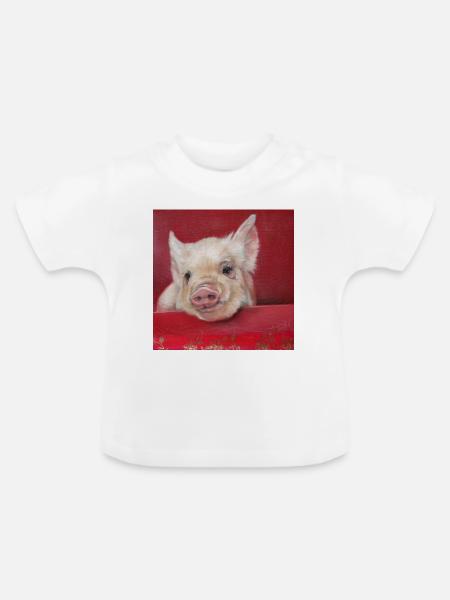 Glücksschwein - Baby Bio-T-Shirt mit Rundhals - Weiß