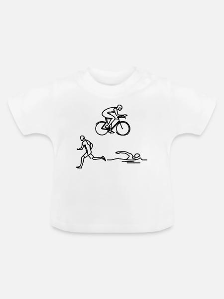 Triathlet Zeichnung - Baby Bio-T-Shirt mit Rundhals - Weiß