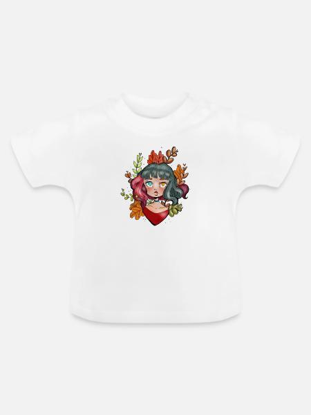 Mädchen, Blumen - Baby Bio-T-Shirt mit Rundhals - Weiß