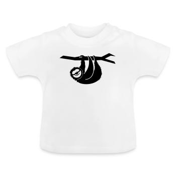 Funny sloth - Baby Organic T-Shirt with Round Neck - white - Front