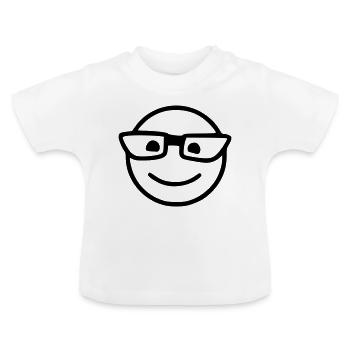 Emoji Skizze Brille schwarz - Baby Bio-T-Shirt mit Rundhals - Weiß - Vorne