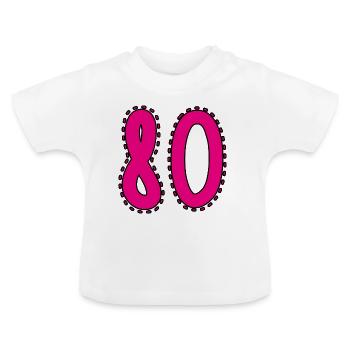 80. 80 JAHRE. 80. JAHRESTAG. 80-JÄHRIGES JUBILÄUM. - Baby Bio-T-Shirt mit Rundhals - Weiß - Vorne