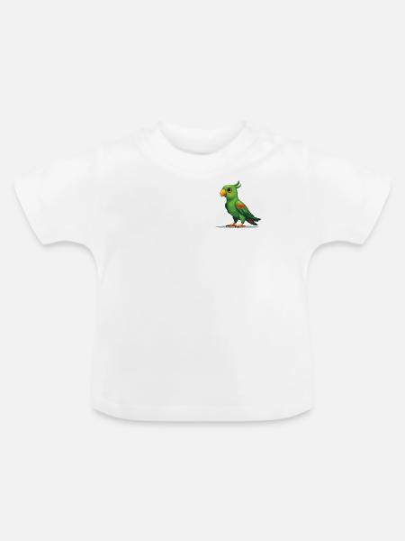 Pixel Papagei – Retro 8-Bit Style - Baby Bio-T-Shirt mit Rundhals - Weiß