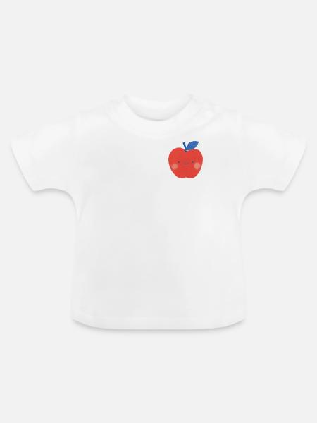 Roter Apfel lächelt - Baby Bio-T-Shirt mit Rundhals - Weiß