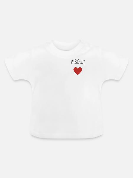 Küsst Herz - Baby Bio-T-Shirt mit Rundhals - Weiß