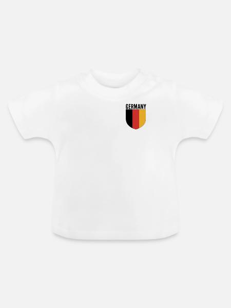 Schwarz-Rot-Gold Schilddesign - Baby Bio-T-Shirt mit Rundhals - Weiß