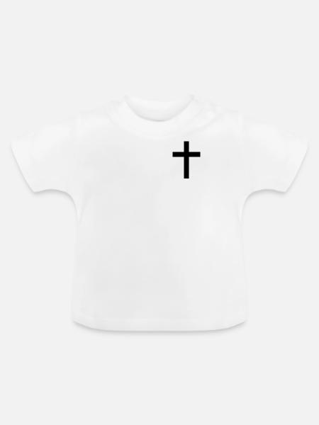 Jesus Kreuz Schwarz - Baby Bio-T-Shirt mit Rundhals - Weiß