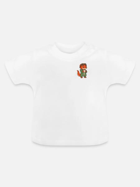 Süßer Kaffeesalamander im Schlafanzug - Baby Bio-T-Shirt mit Rundhals - Weiß