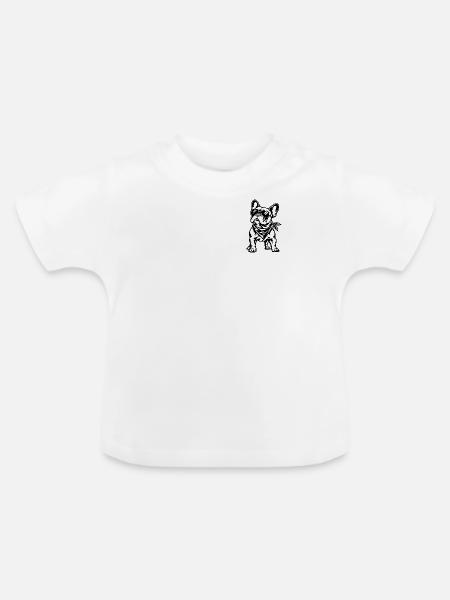 Französische Bulldogge – Cooler Biker Hund - Baby Bio-T-Shirt mit Rundhals - Weiß