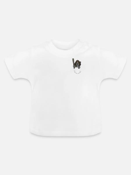 Beagle Pocket Baseball - Baby Bio-T-Shirt mit Rundhals - Weiß