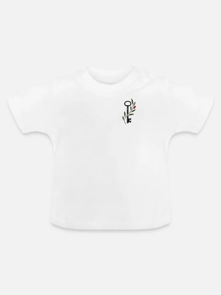 Schlüsselmotiv mit Olivenzweig - Baby Bio-T-Shirt mit Rundhals - Weiß