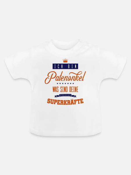 patenonkel superkraefte - Baby Bio-T-Shirt mit Rundhals - Weiß