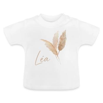 Leah's first name - Pampa - Baby Organic T-Shirt with Round Neck - white - Front
