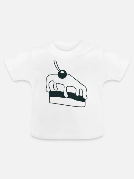 Kirschkuchen - Baby Bio-T-Shirt mit Rundhals - Weiß