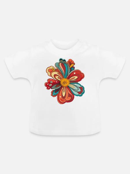 izup2u flower - Baby Bio-T-Shirt mit Rundhals - Weiß